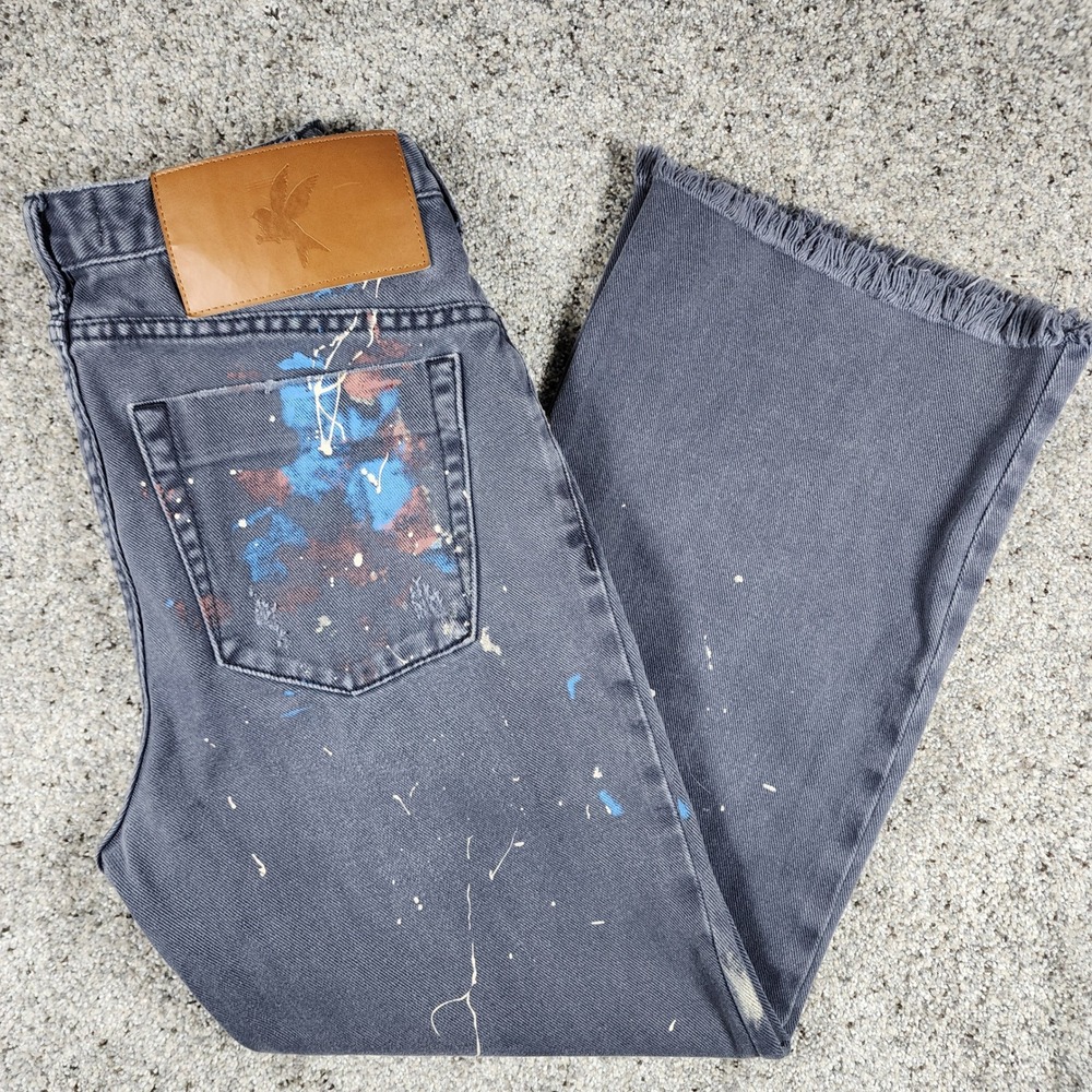 One Teaspoon Jeans Womens 28 Artistic Paint Splatter Frayed Hem Excellent